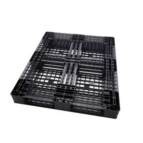 Export Use Six Runners Recycled HDPE/PP Black Plastic Pallet 1200*1000*125mm Manufacturer