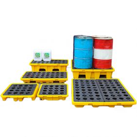 1/2/3 Drums Heavy Duty Oil Chemical Anti-Spill Detachable Plastic Pallet with Factory Price for Sale