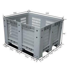 Mesh plastic pallet box container with wheels lid